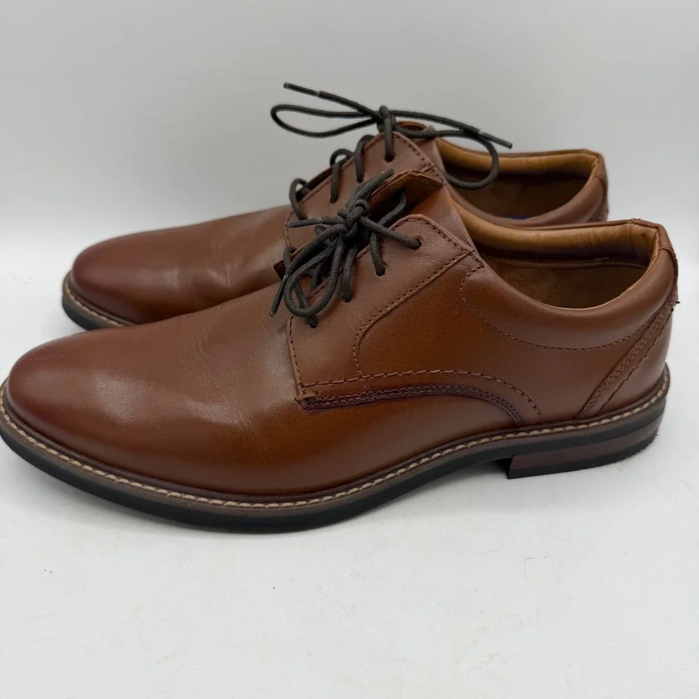 Nunn Bush Derby Shoes Mens 8 Cognac Leather Comfort Gel 84417-221 EUC